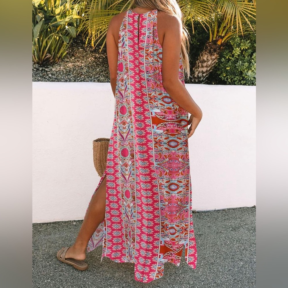 Pink Patterned Maxi Dress - Picture 2 of 3